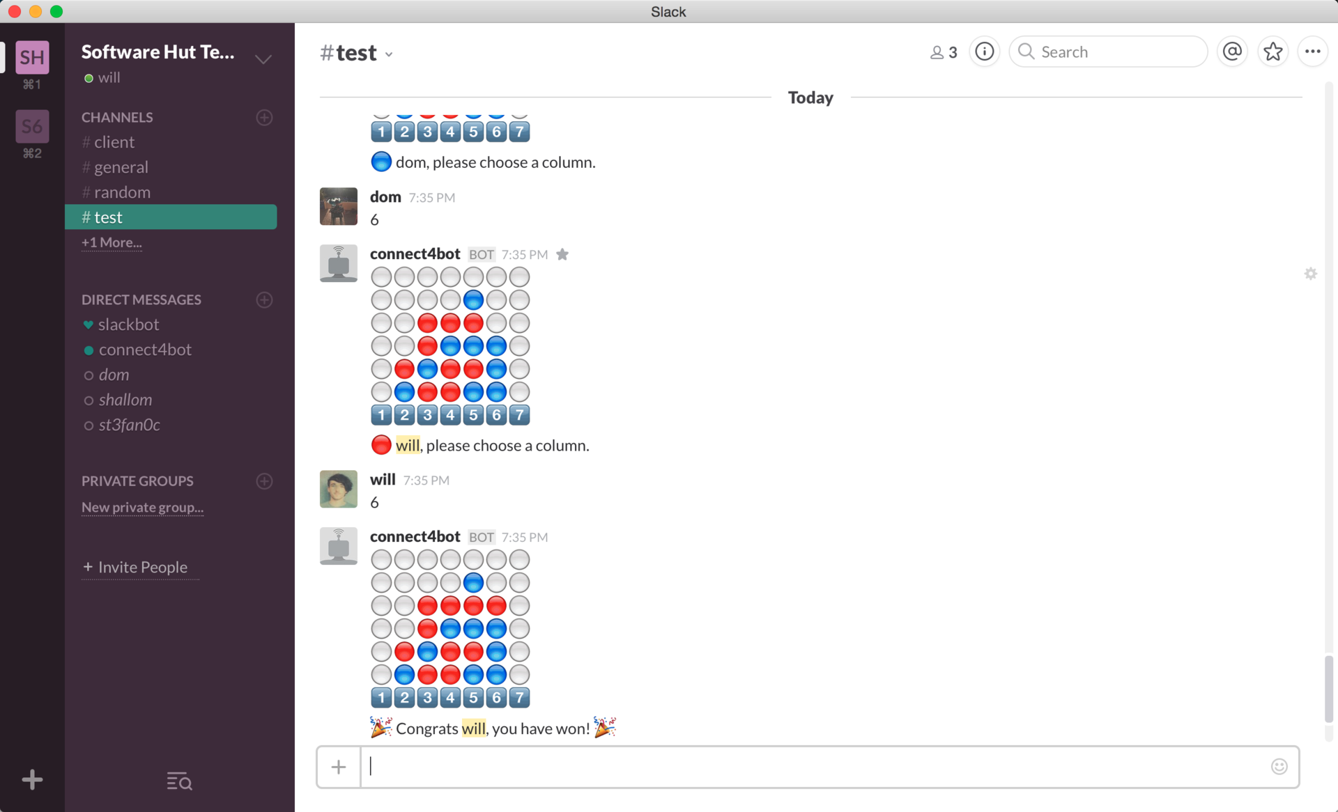 Slack Connect 4 Bot gallery image