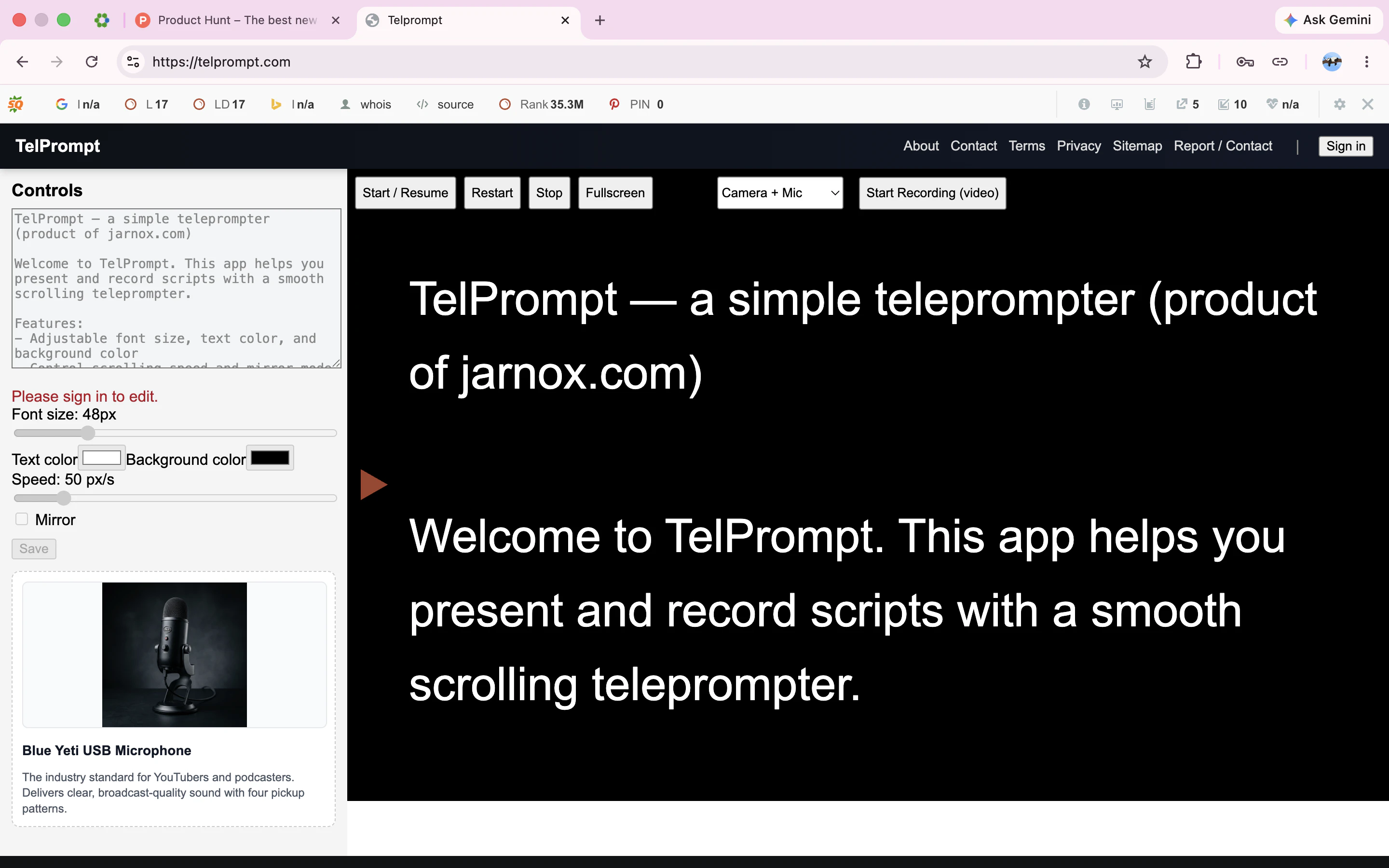 Telprompt logo