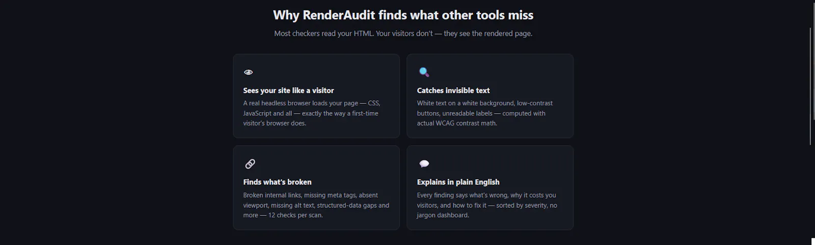 RenderAudit screenshot 2