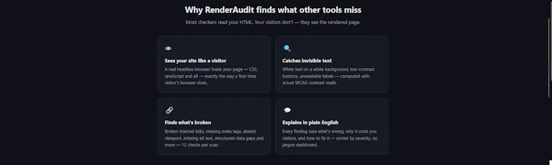 RenderAudit screenshot 2