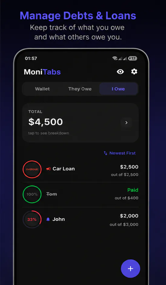 MoniTabs: Money & Debt Tracker gallery image