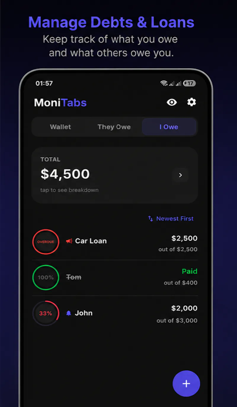 MoniTabs: Money & Debt Tracker screenshot 3