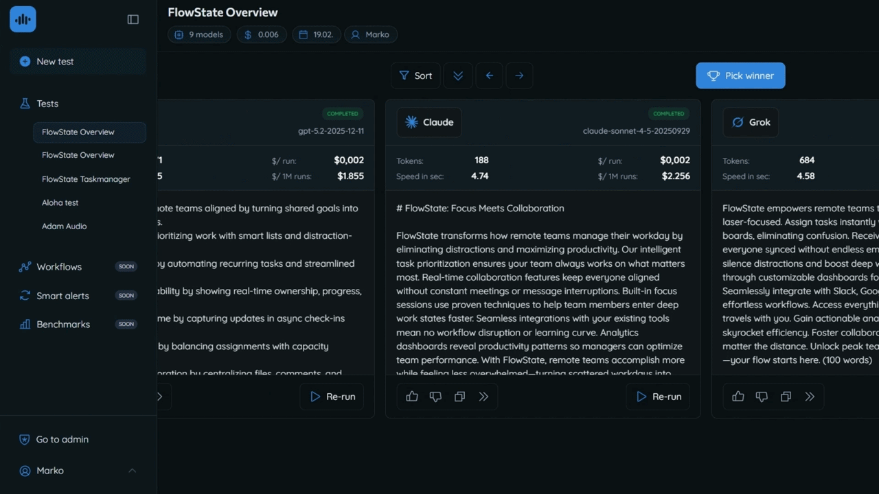 Test AI Models - Screenshot 2 showing product features and functionality