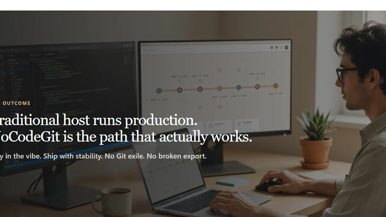 NoCodeGit — Save. Ship. Still. product