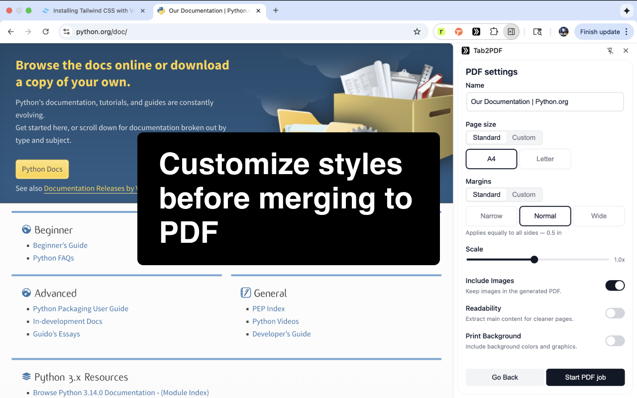 Tab2PDF — Hover. Collect. Download. Done gallery image