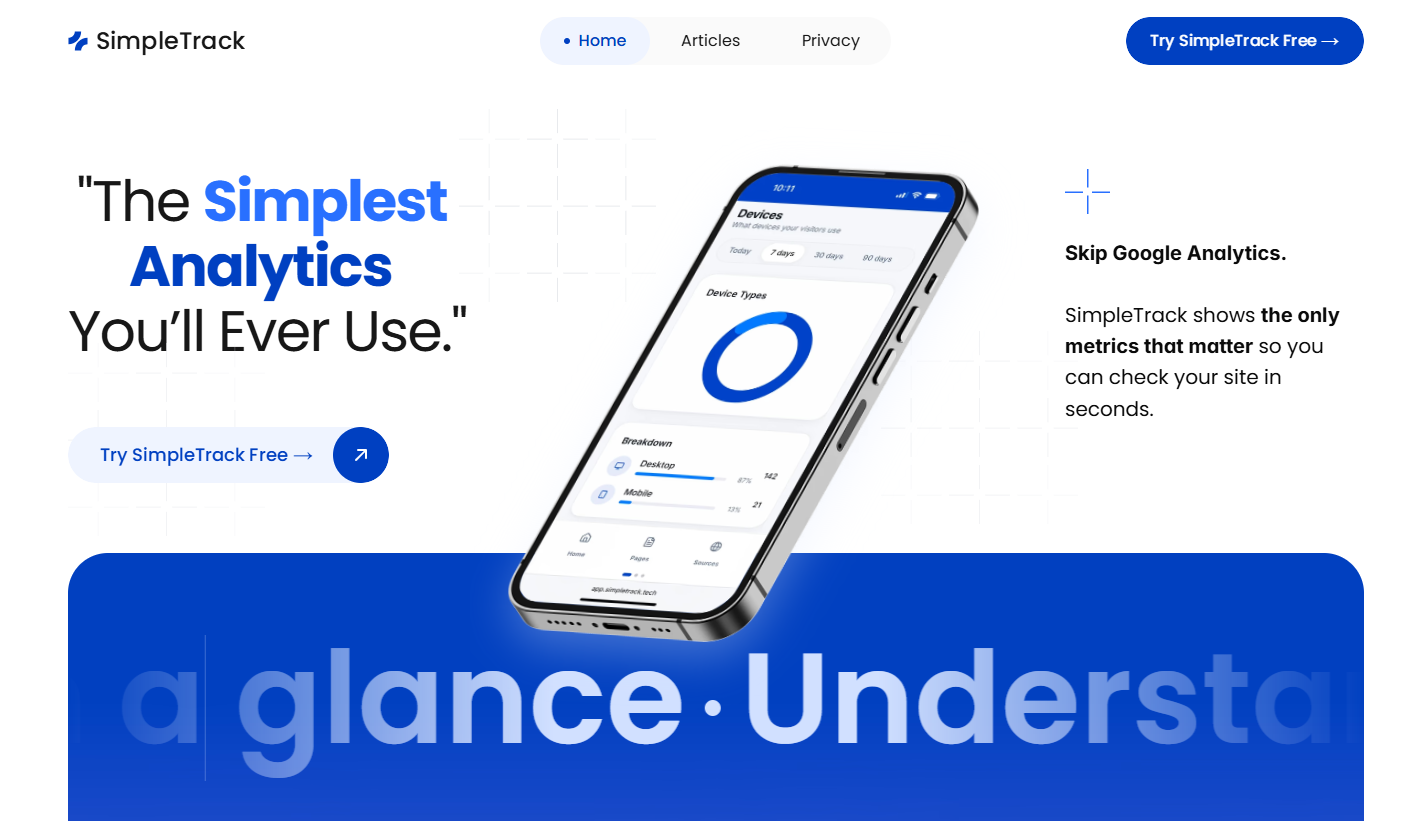 SimpleTrack - Main product screenshot demonstrating key features and user interface
