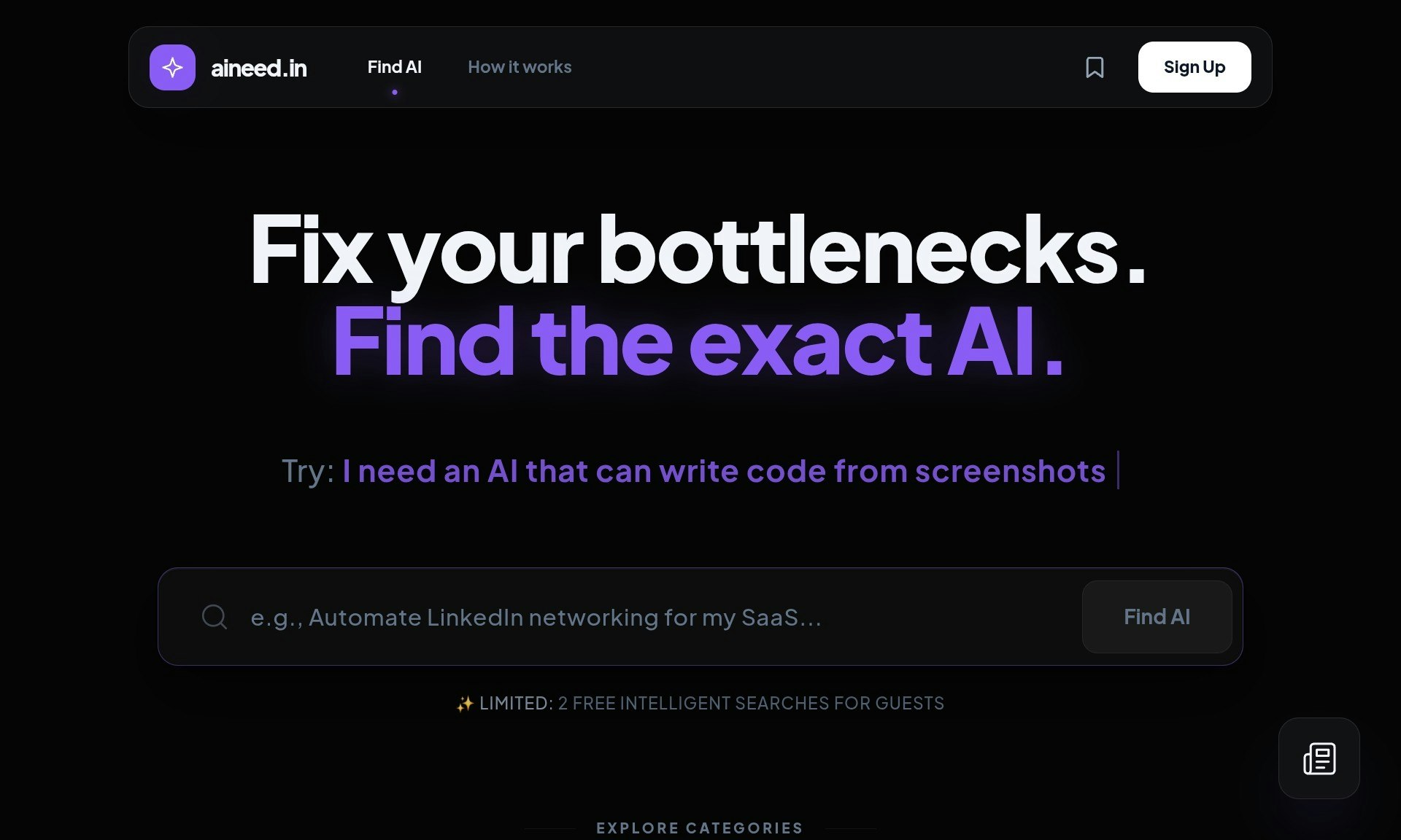aineed.in - Main product screenshot demonstrating key features and user interface