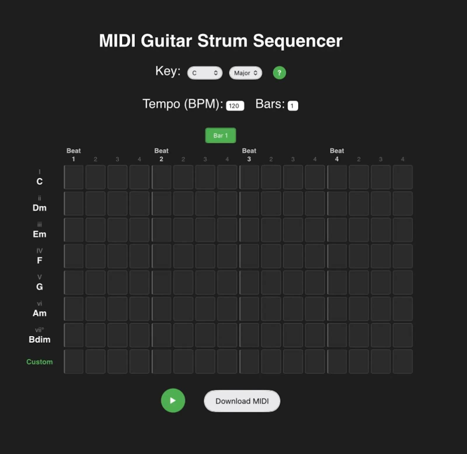 MIDI Guitar Strum Sequencer screenshot 1