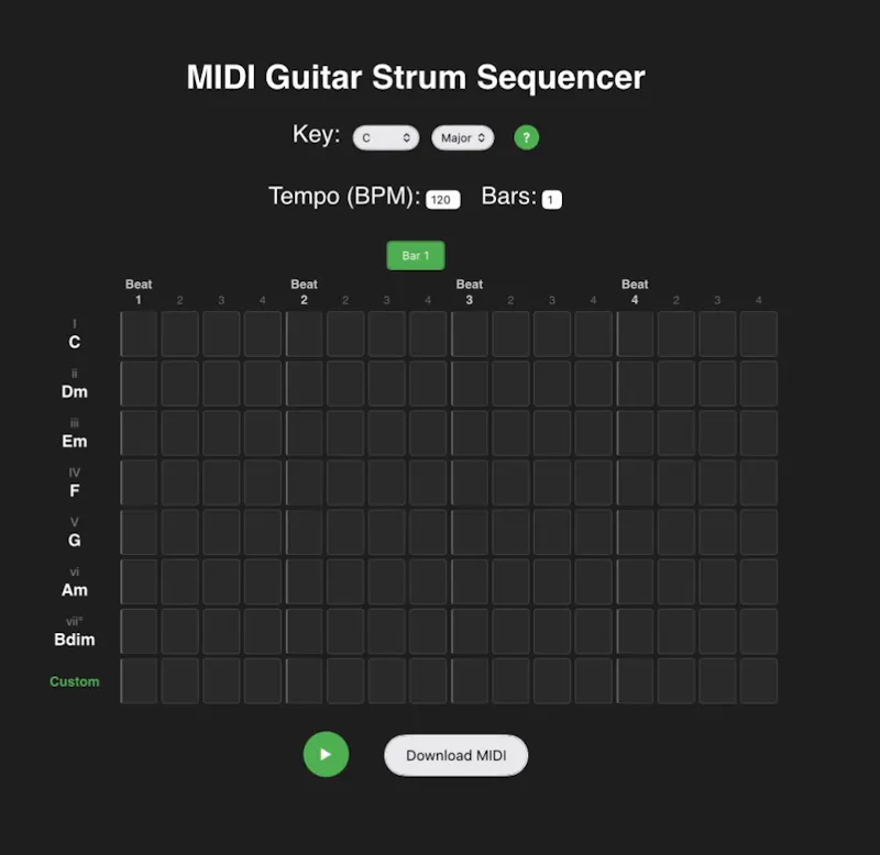 MIDI Guitar Strum Sequencer screenshot 1