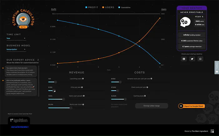 The Startup Calculator gallery image