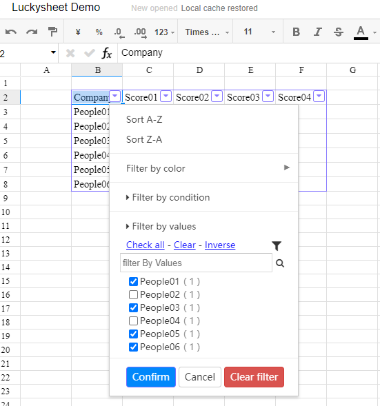 Online spreadsheet -- Luckysheet gallery image