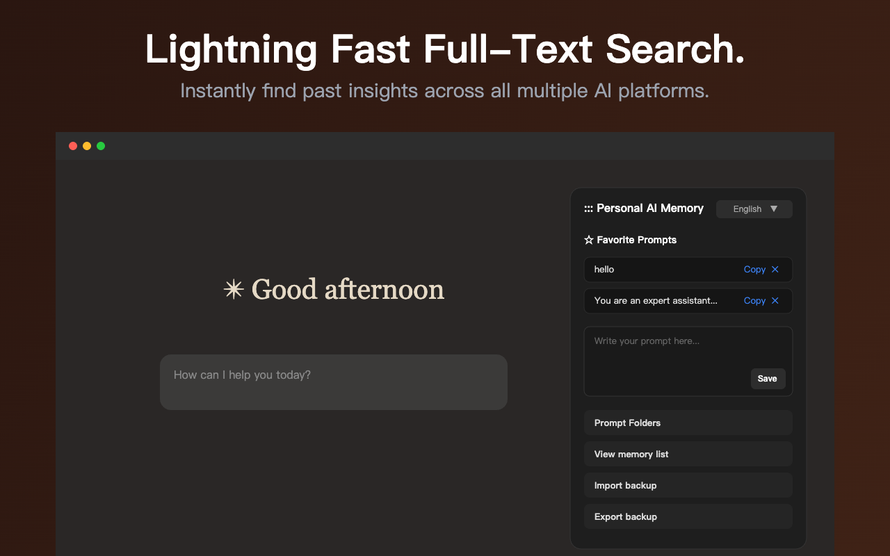 Personal AI Memory - Screenshot 4 showing product features and functionality