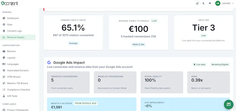 Conzent screenshot 3