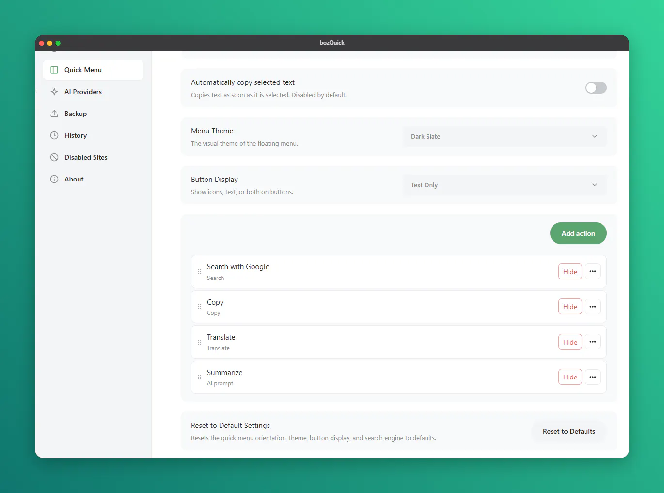 bozQuick – Selected Text Quick Actions gallery image
