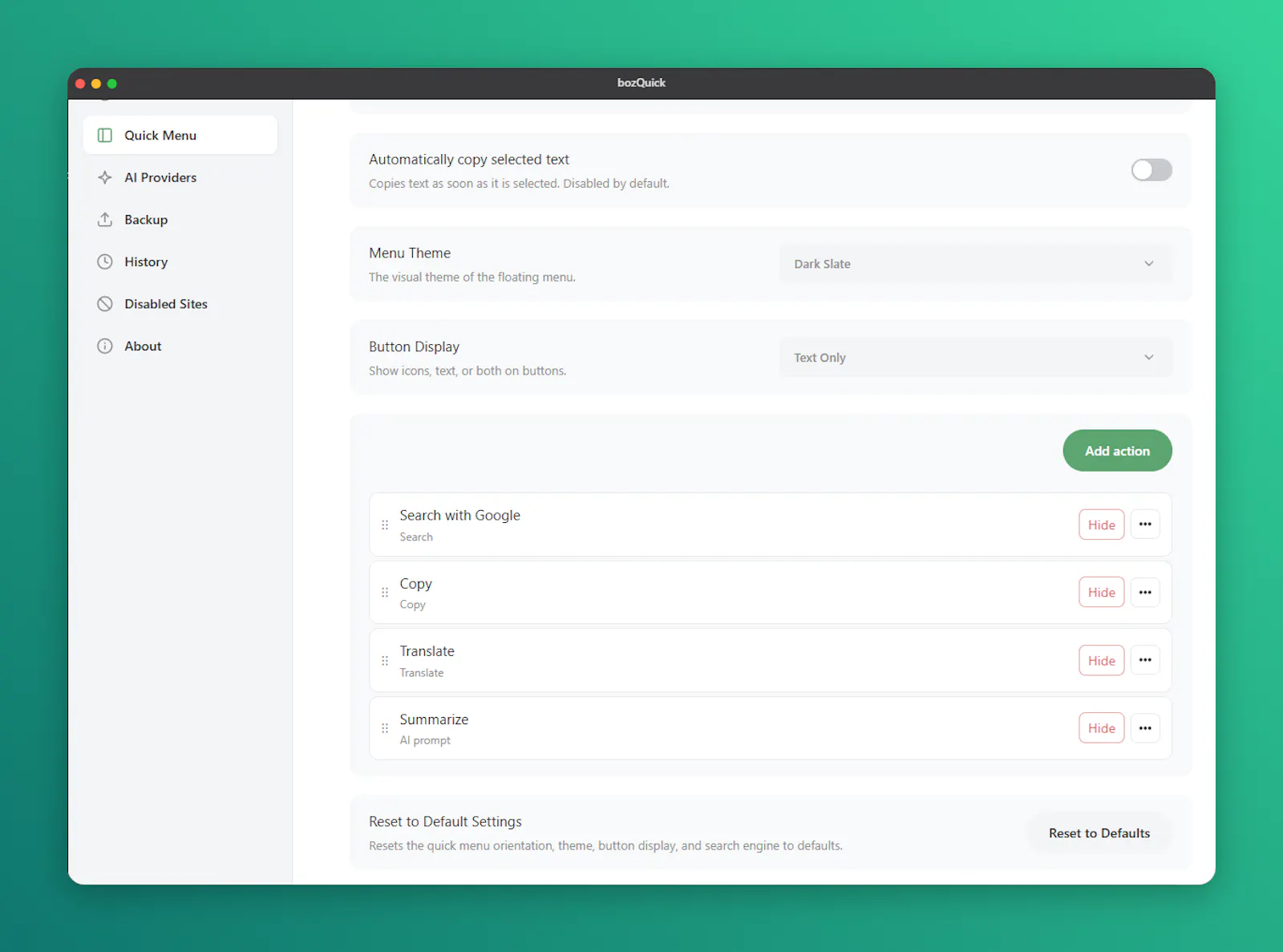 bozQuick – Selected Text Quick Actions screenshot 4