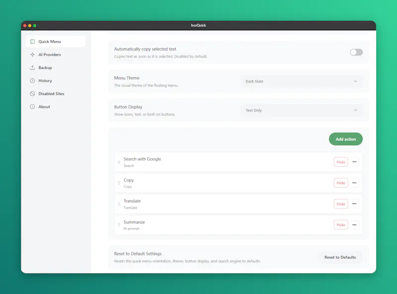 bozQuick – Selected Text Quick Actions screenshot 4