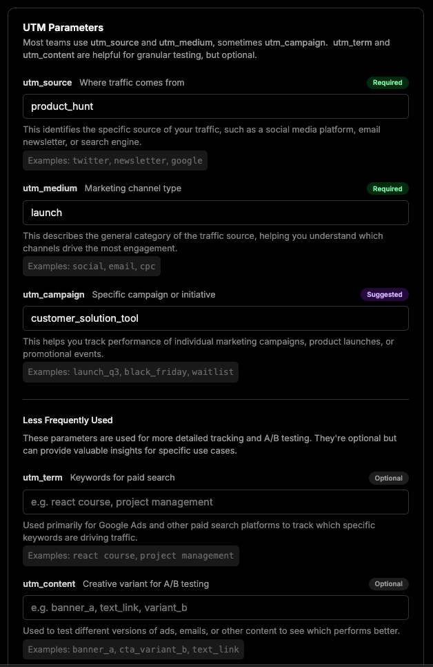 Saasco - UTM Builder - Screenshot 2 showing product features and functionality