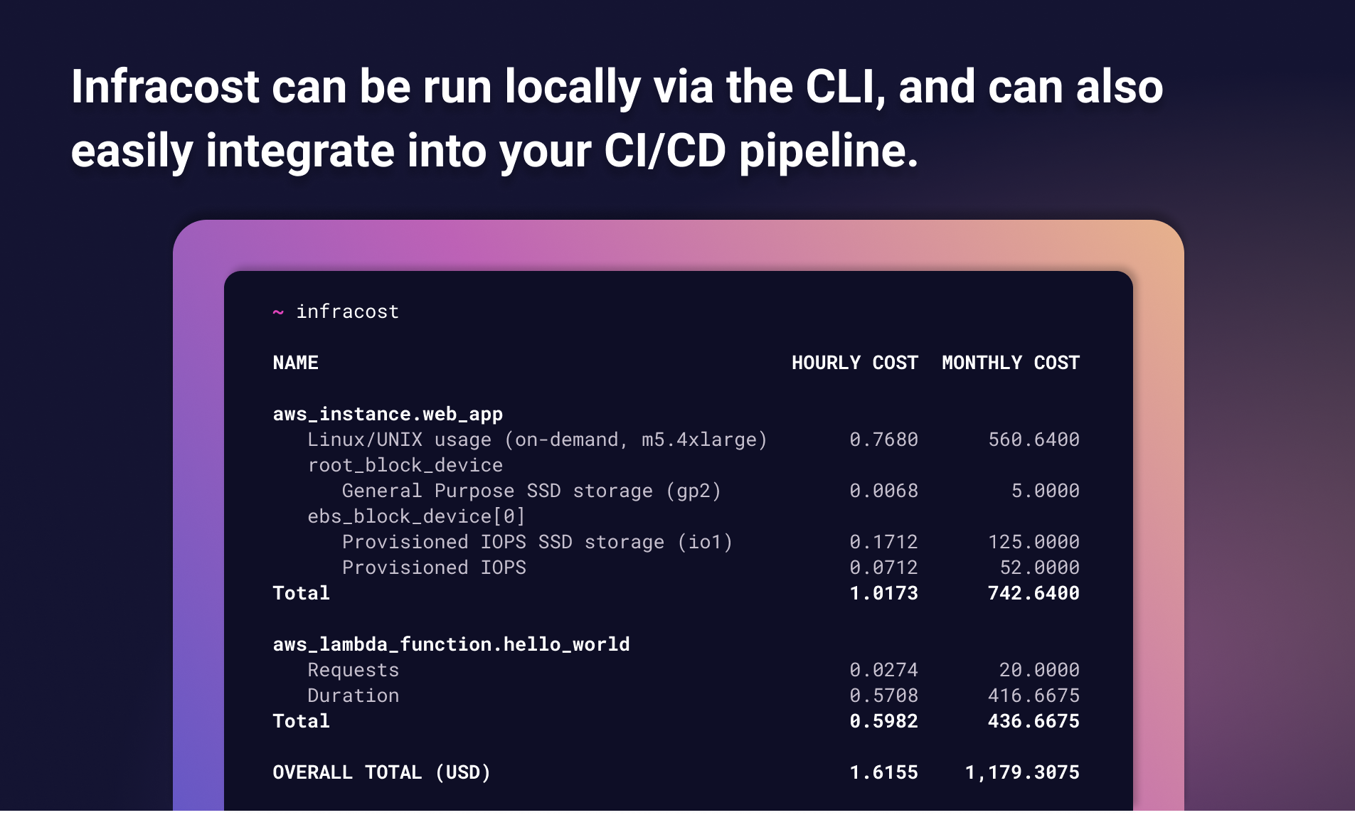 Infracost gallery image
