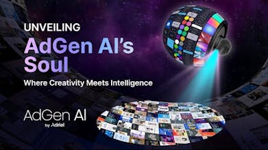 Criação de anúncios com IA: Uma visualização da abordagem com IA desenvolvida pela AdGen AI, criando rapidamente e de forma eficiente diversas versões de anúncios.