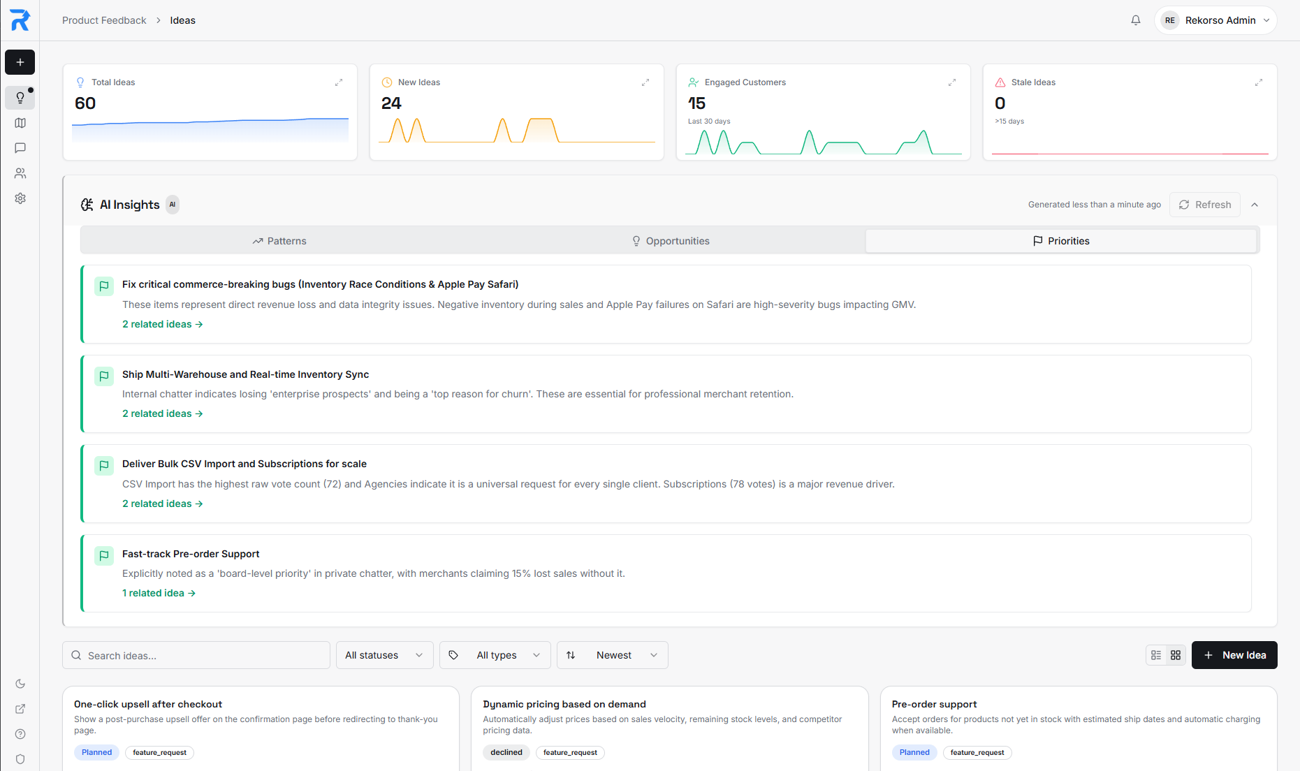 Product Feedback & Public Roadmaps - Main product screenshot demonstrating key features and user interface