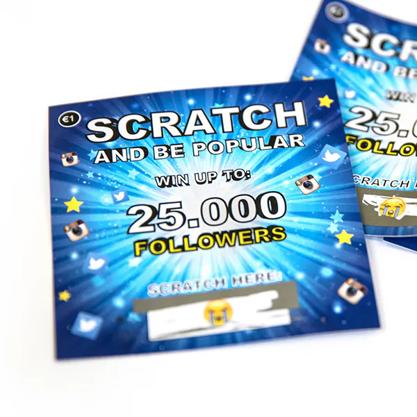 Scratch Tickets to win followers for Instagram or Twitter