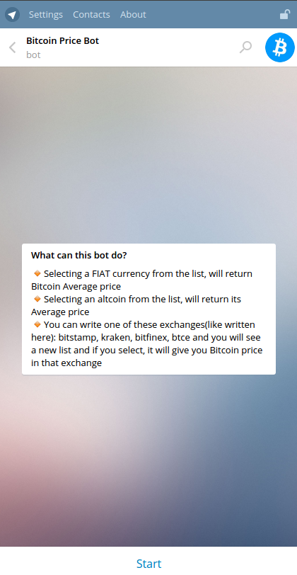 Bitcoin Price Bot for Telegram