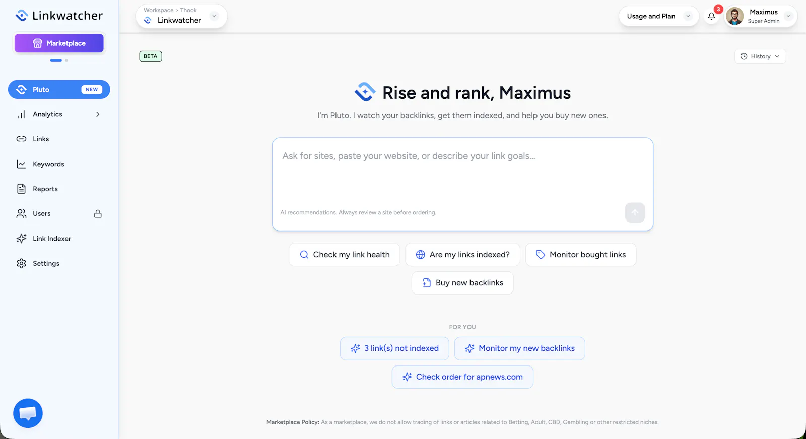AI Assisted Marketplace for Backlinks screenshot 1