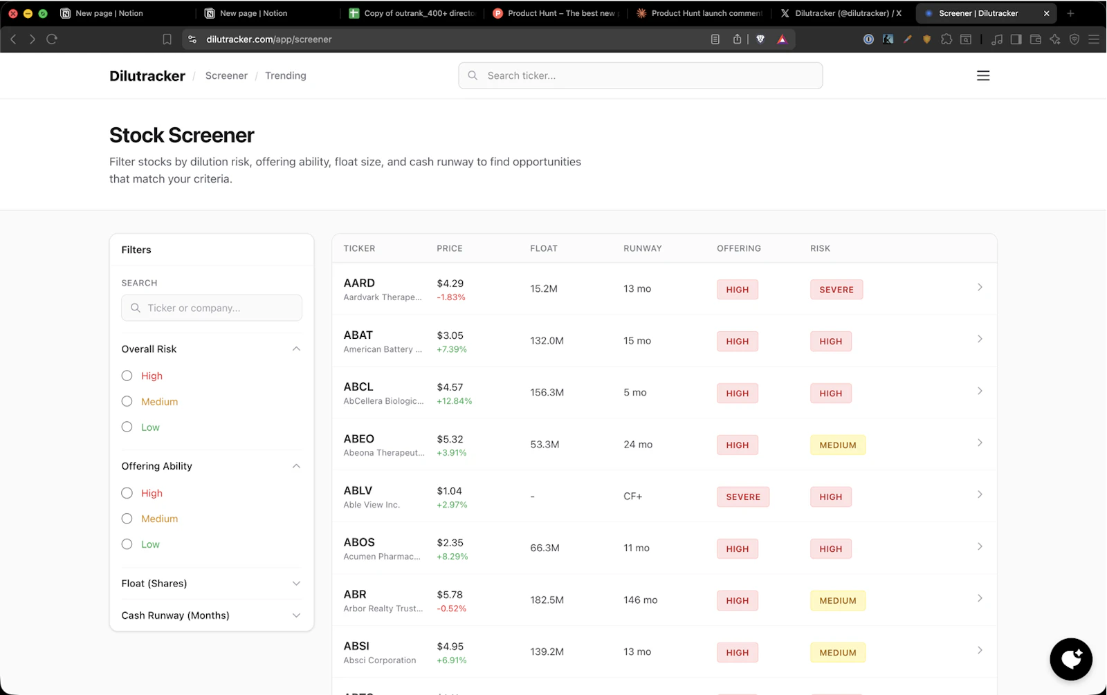 Dilutracker screenshot 1