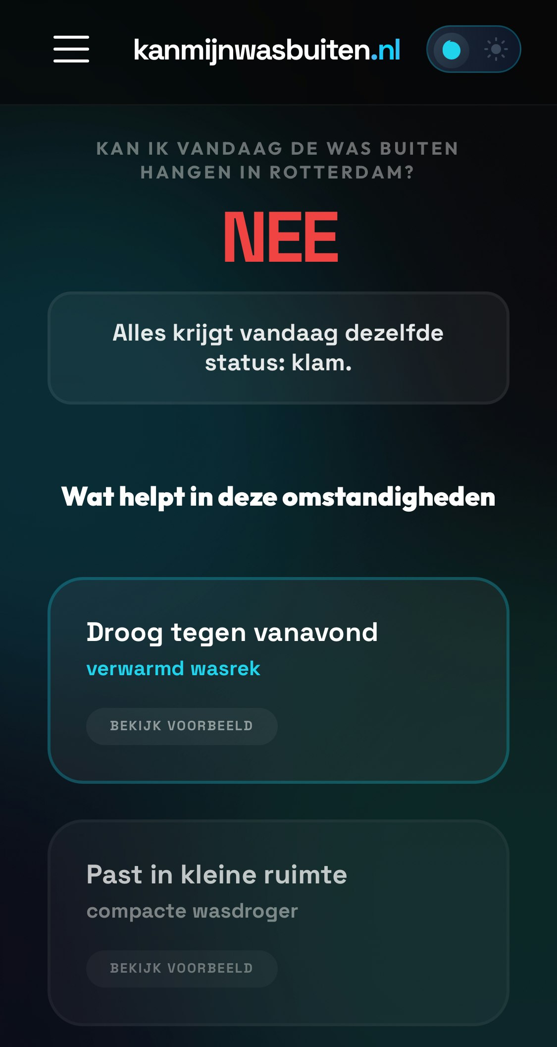 Kan Mijn Was Buiten? - Screenshot 2 showing product features and functionality