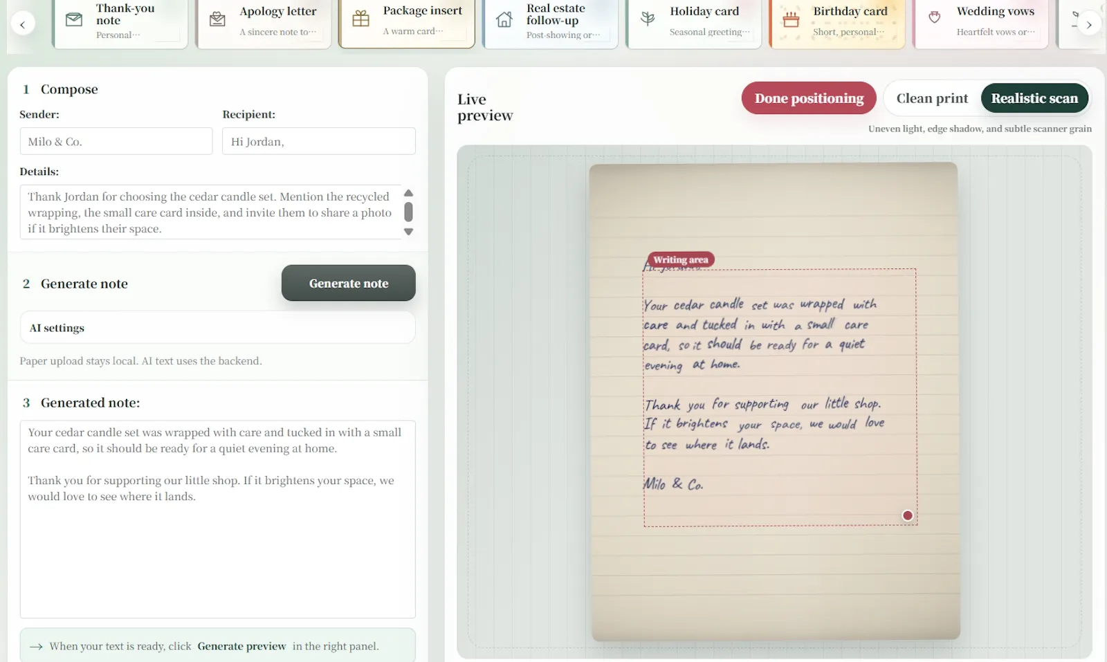 Handwritten Note Generator screenshot 3