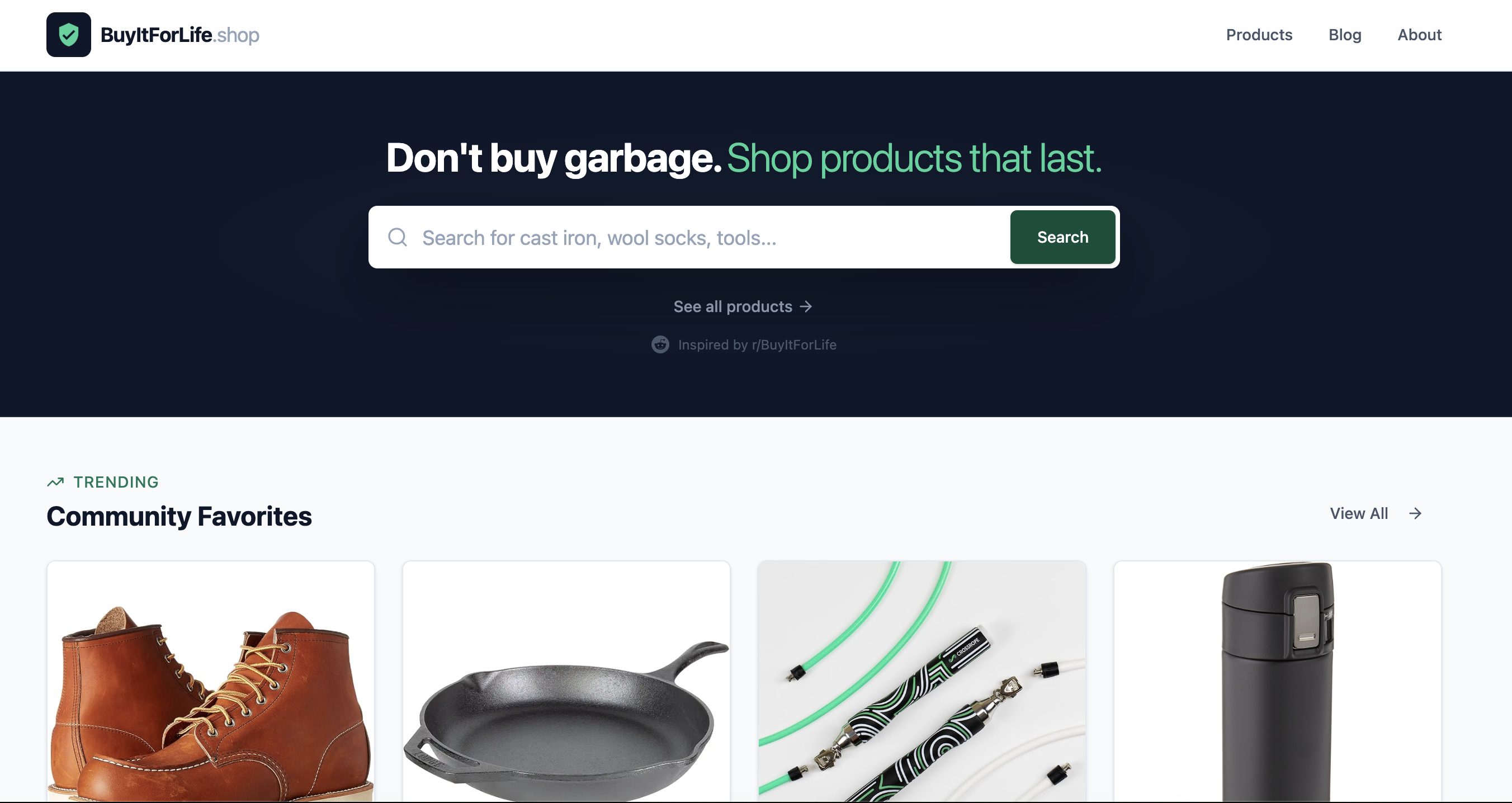 BuyItForLife.shop - Main product screenshot demonstrating key features and user interface