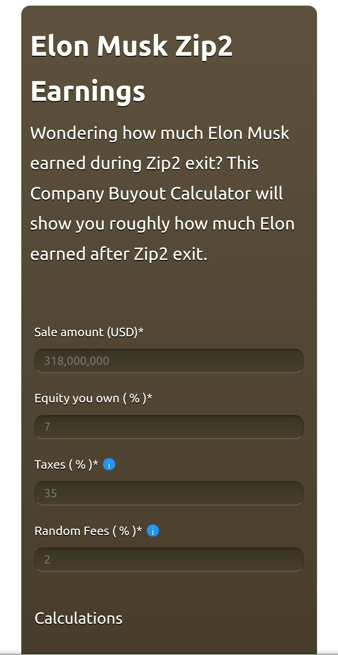 Company Buyout Calculator gallery image