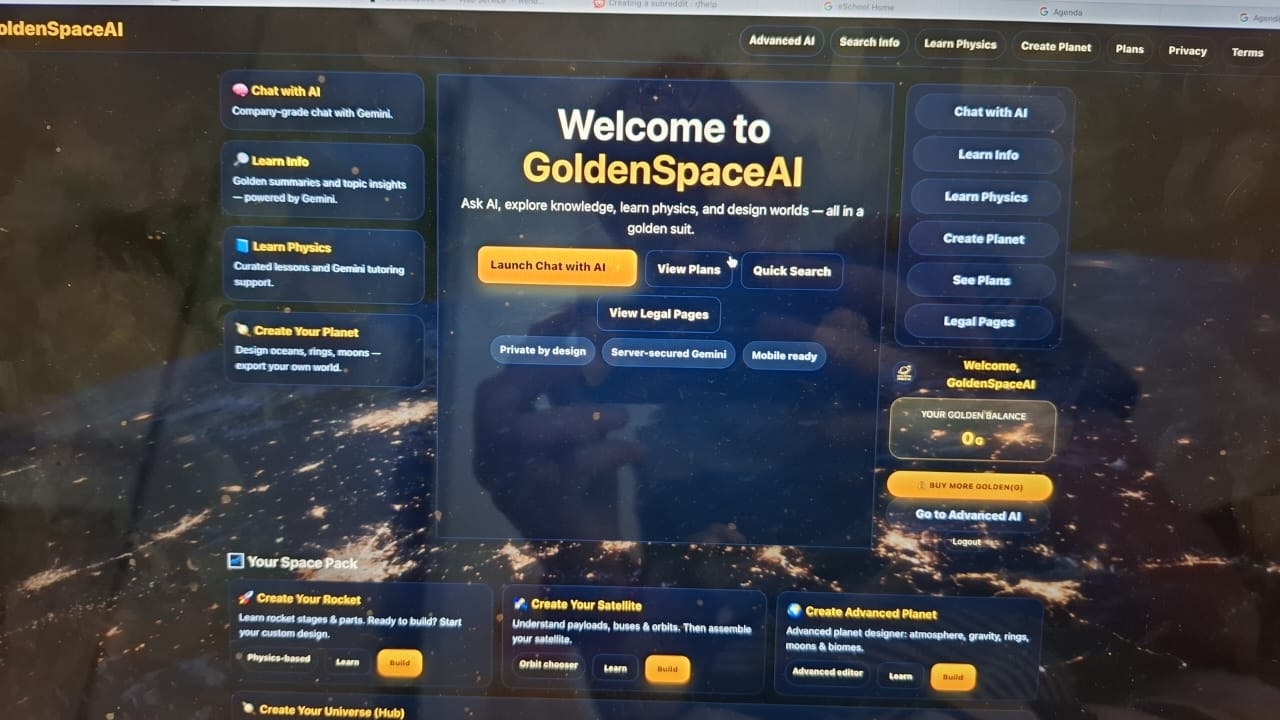 Mídia 1 de GoldenSpaceAI – IA avançada por US$ 5/mês - IA de nível ChatGPT com custo 75% menor. Sem assinatura de $ 20