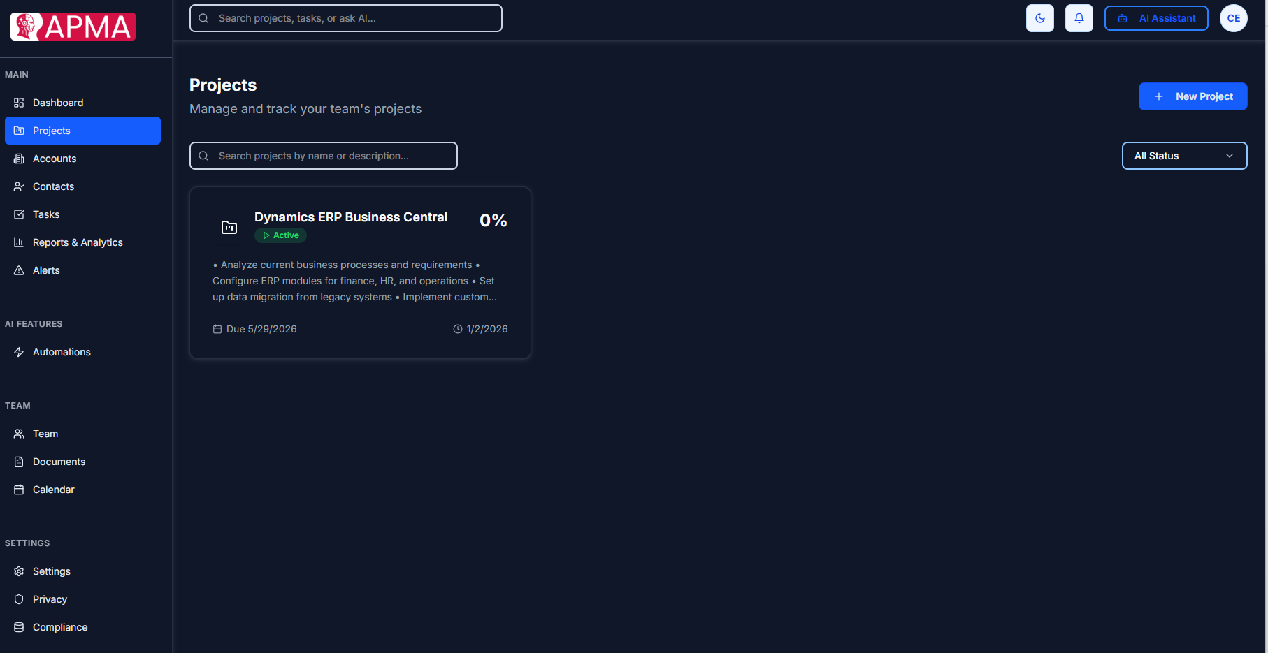 APMA by AI Project Partners - Screenshot 2 showing product features and functionality