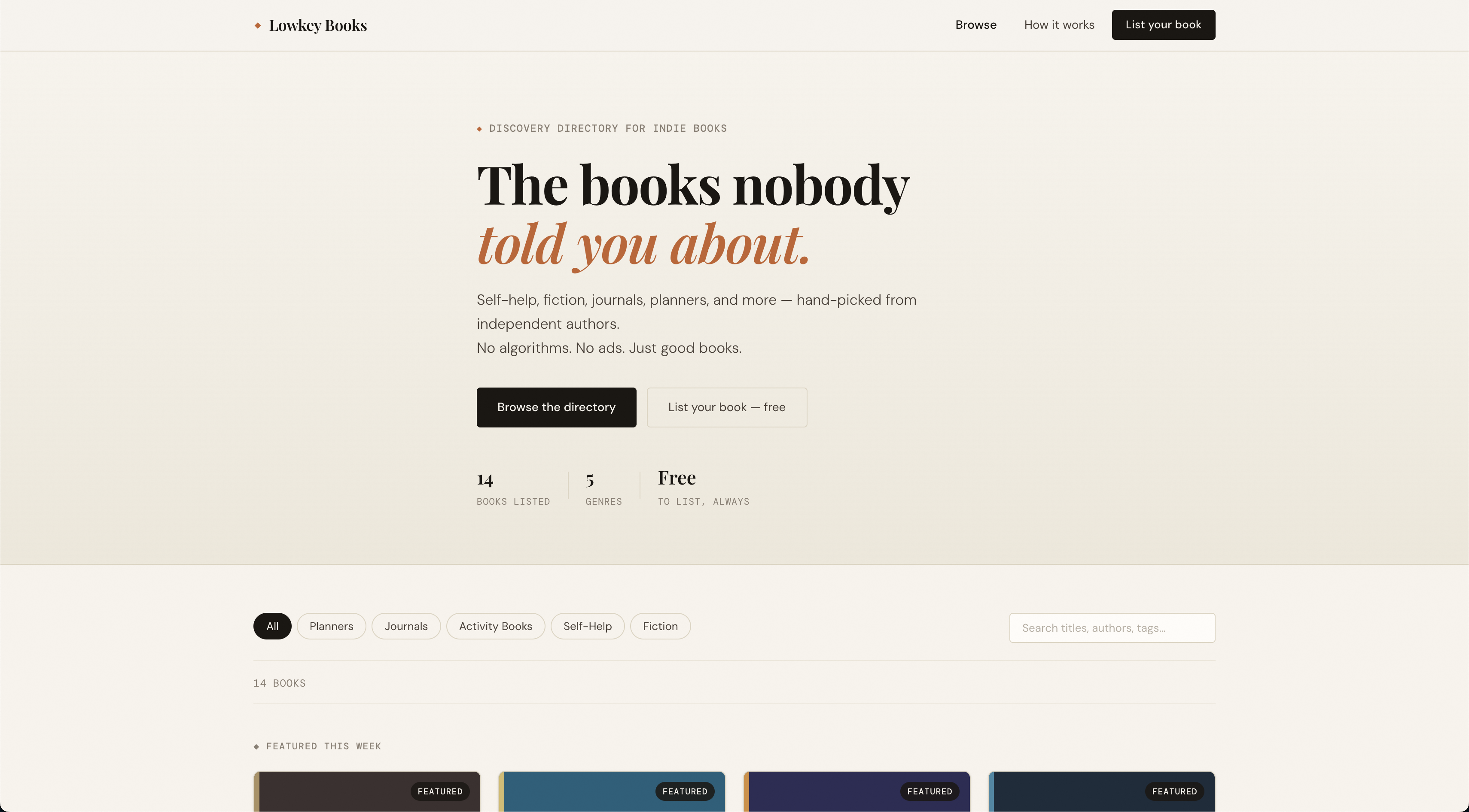 Lowkey Books — Discover Indie Books gallery image