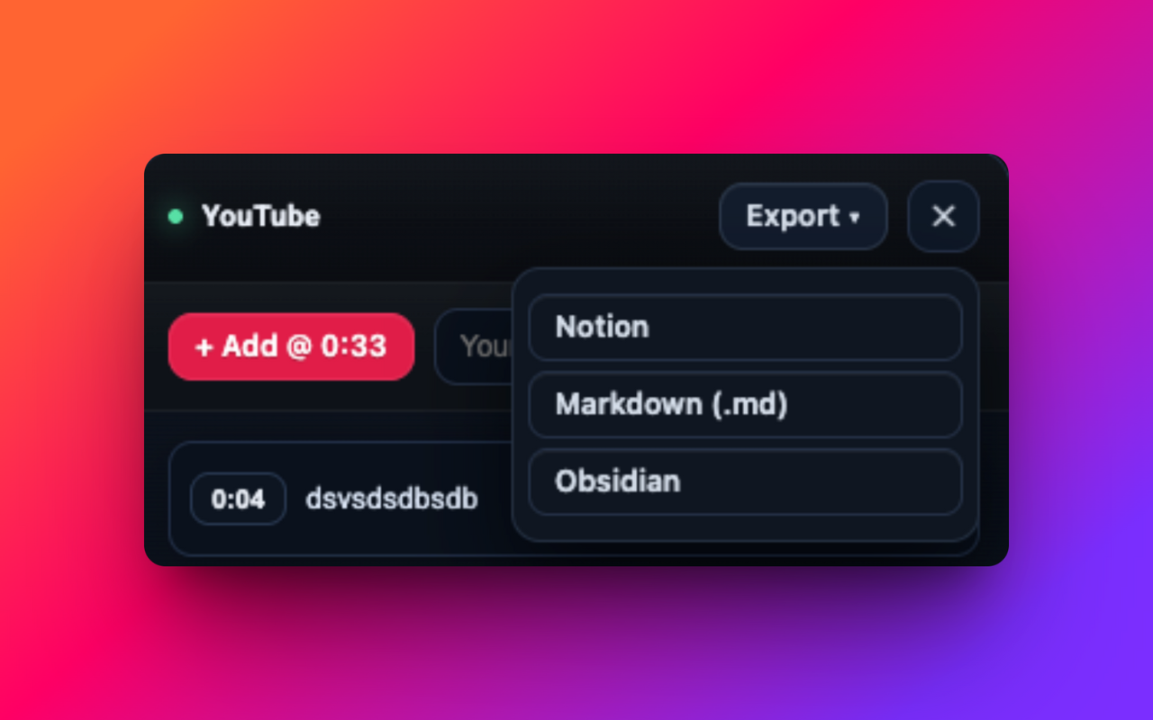Yt Notizen - Verwandeln Sie YouTube -Videos in strukturiertes, wiederverwendbares Wissen Medien 7