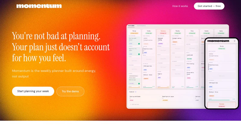 Momentum planner screenshot 1
