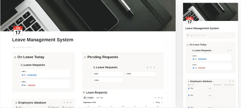 Notion Leave Management System & Tracker gallery image