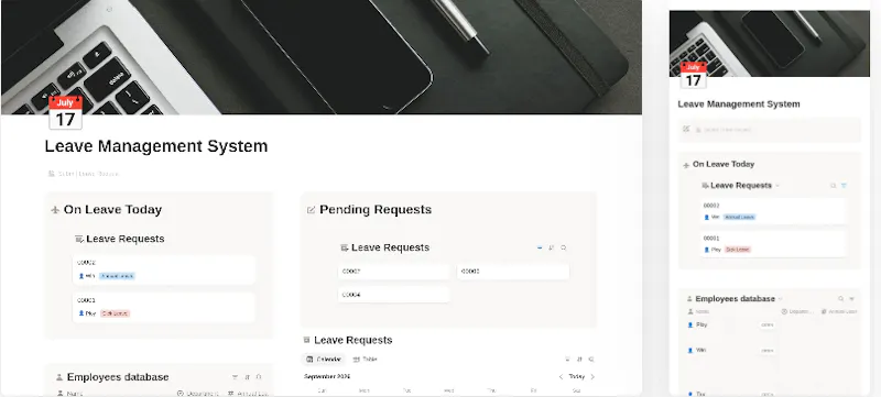 Notion Leave Management System & Tracker screenshot 2