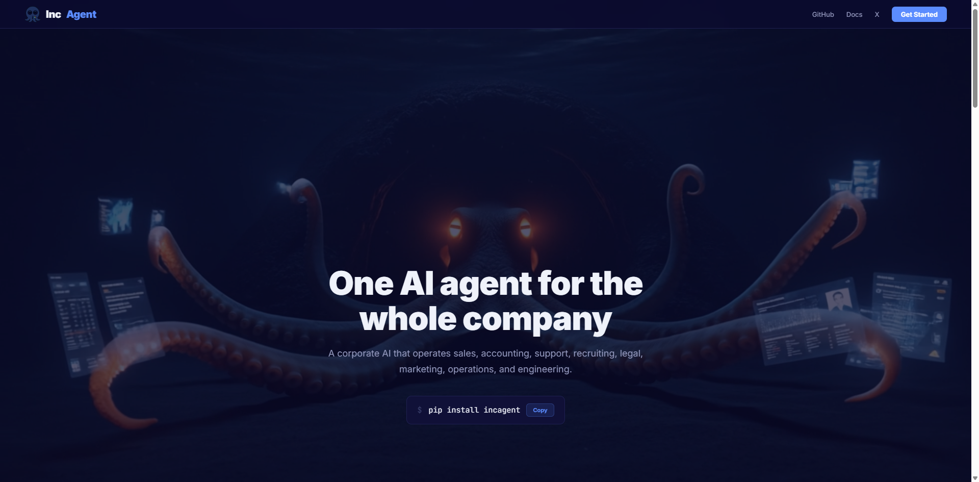 IncAgent - Main product screenshot demonstrating key features and user interface