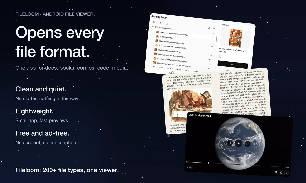 Fileloom: 200+ file types + handoff gallery image