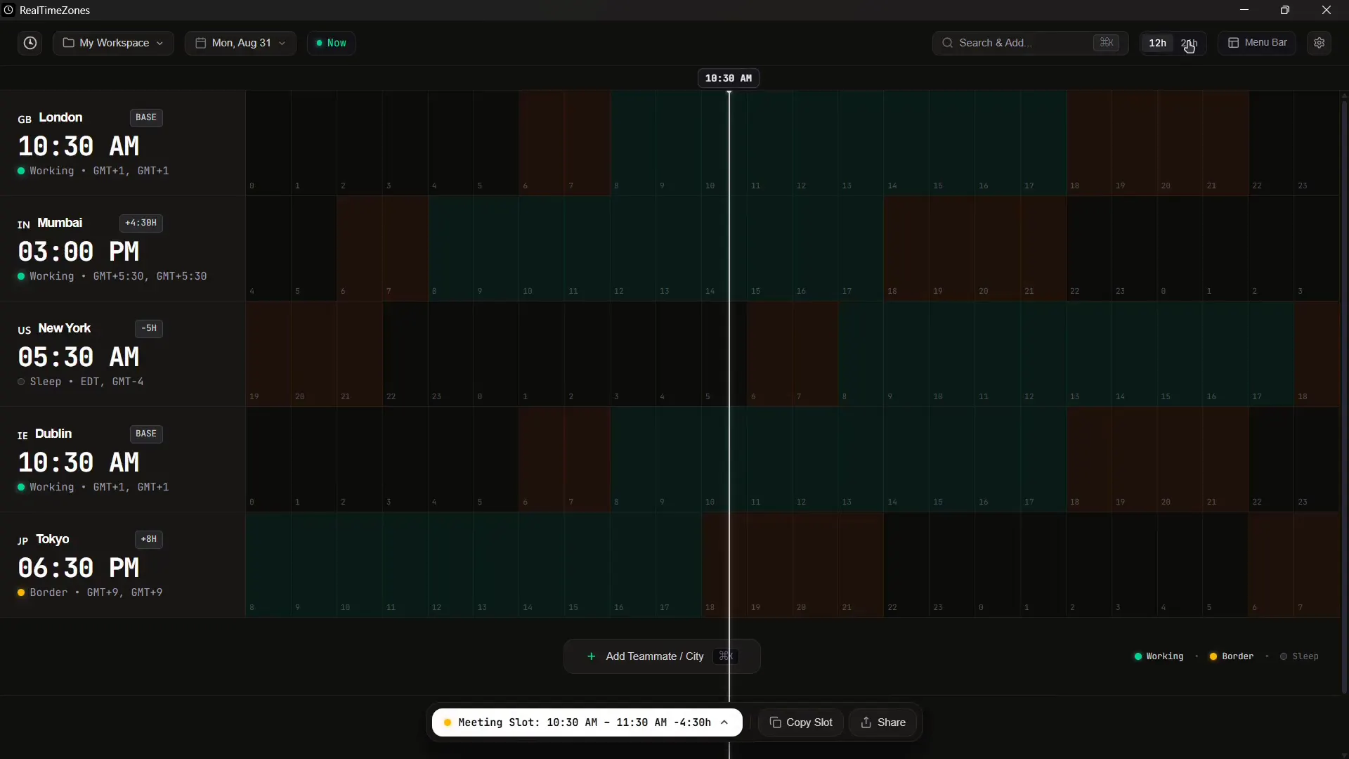 RealTimeZones screenshot