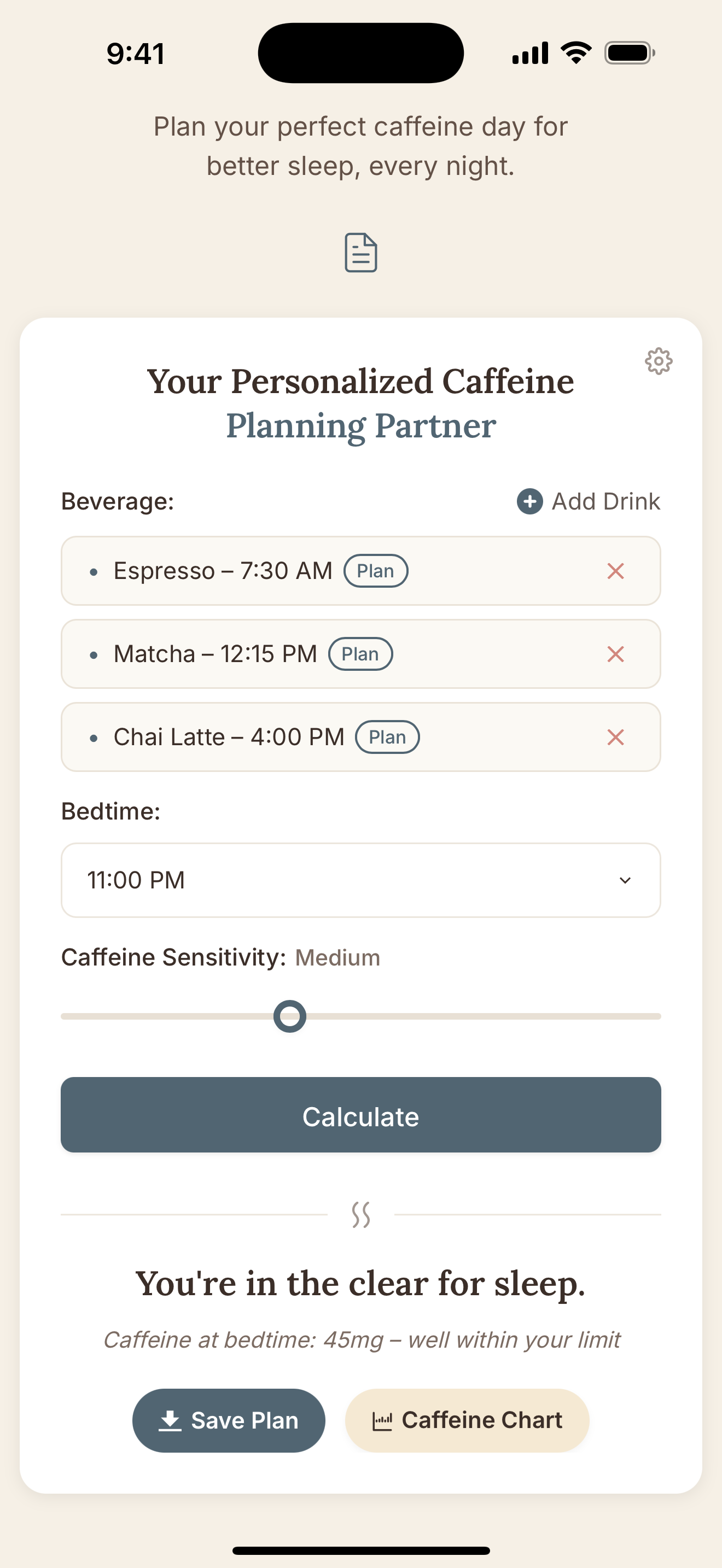 Láspica - Calculadora de corte de cafeína personalizada para dormir mejor media 5