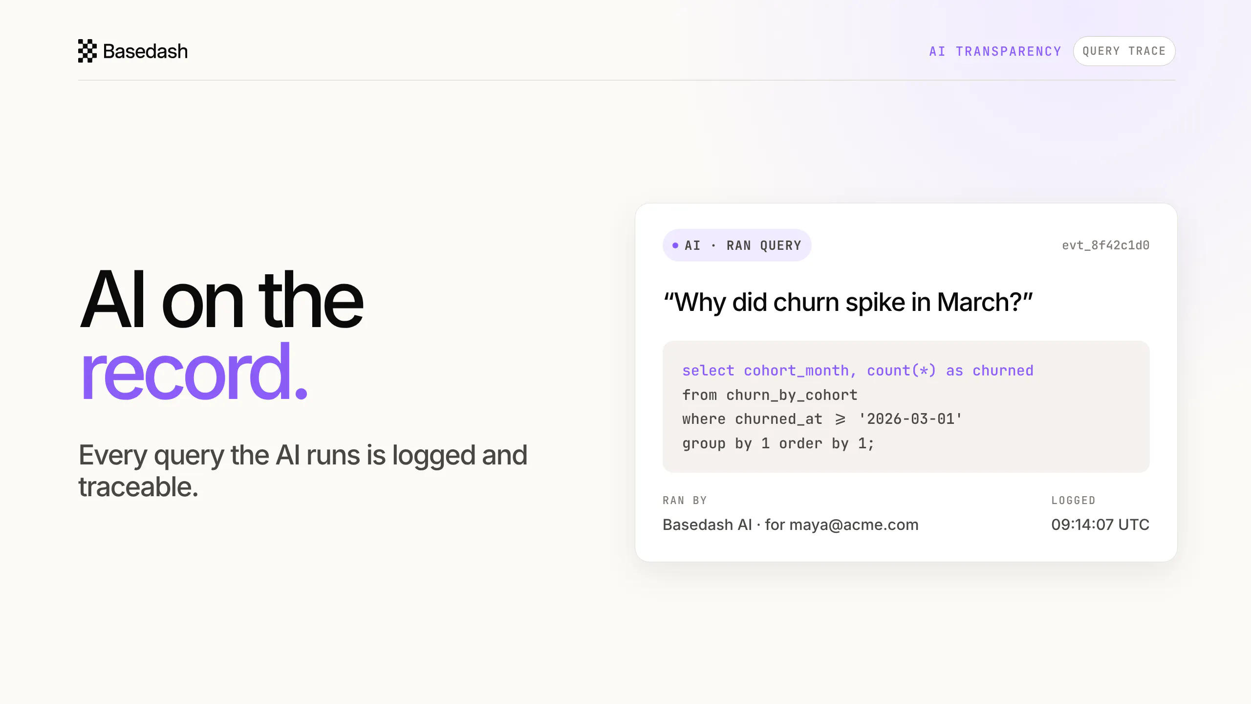 Basedash Audit Logs screenshot 3