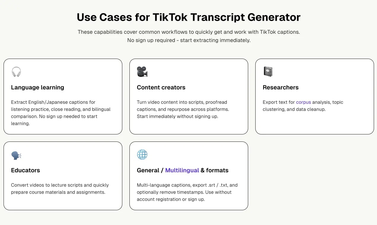 Free TikTok Transcript Generator  - Screenshot 3 preview