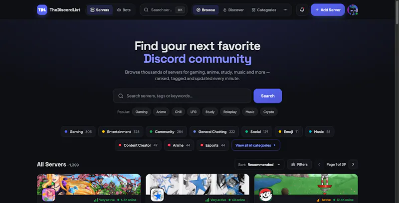 TheDiscordList screenshot 2