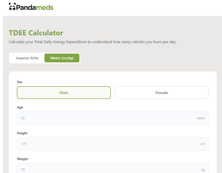 TDEE Calculator - Pandameds.com gallery image