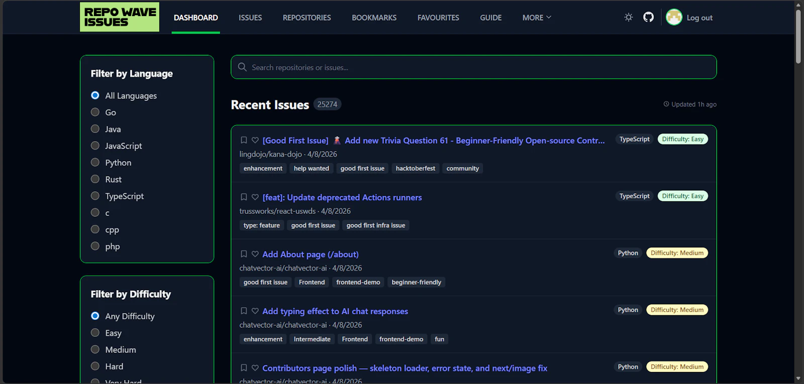 Open Source Finder - Repowave screenshot 1