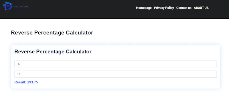 Reverse Percentage Calculator screenshot 1