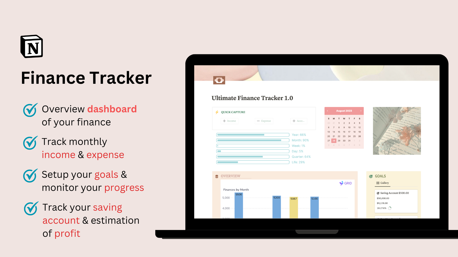 Mídia 1 de Notion Ultimate Finance Tracker 1.0